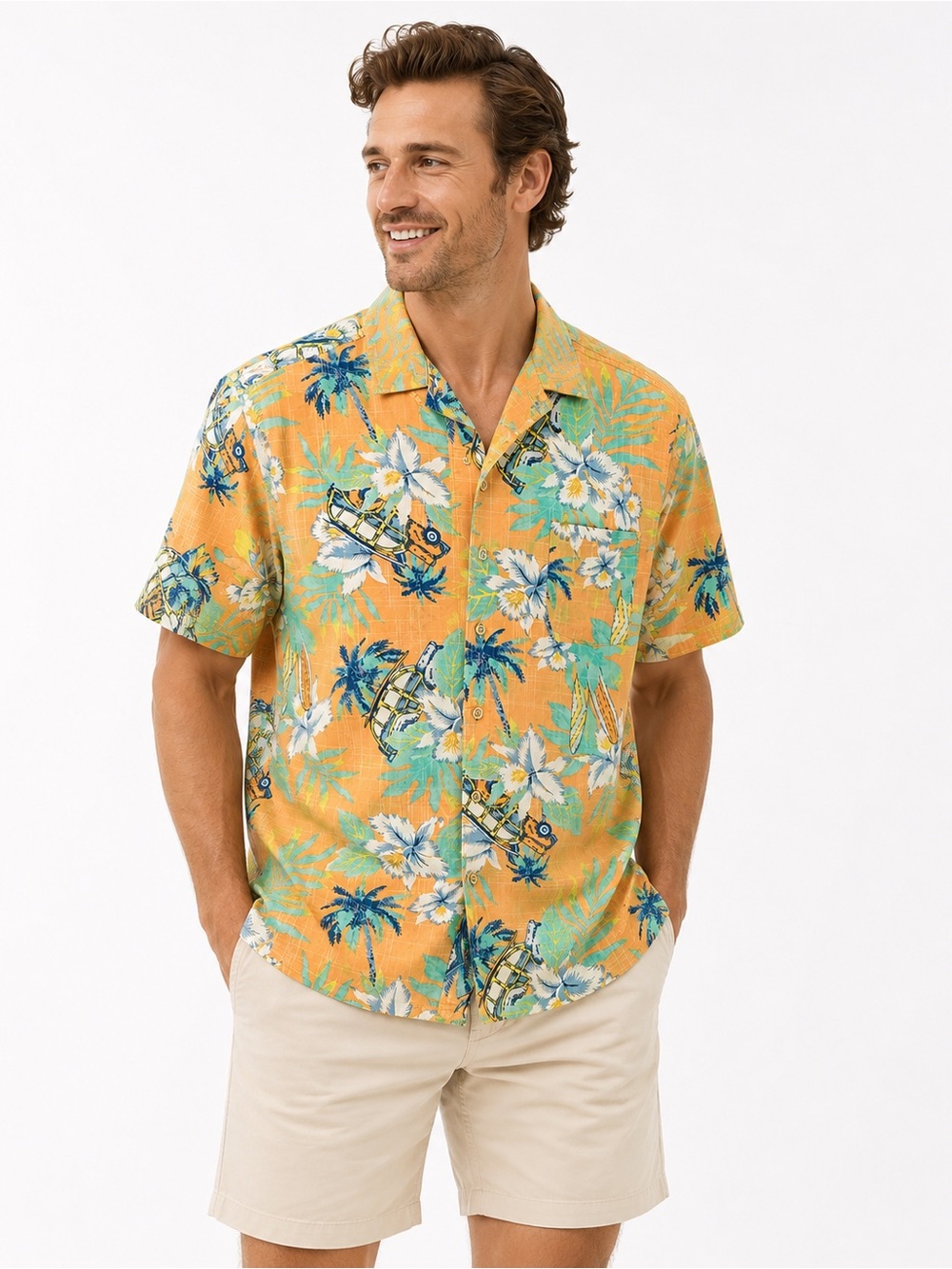 IZOD Saltwater Hawaiian Shirt XL Tropical Beach Surf Aloha resort coastal Tropic